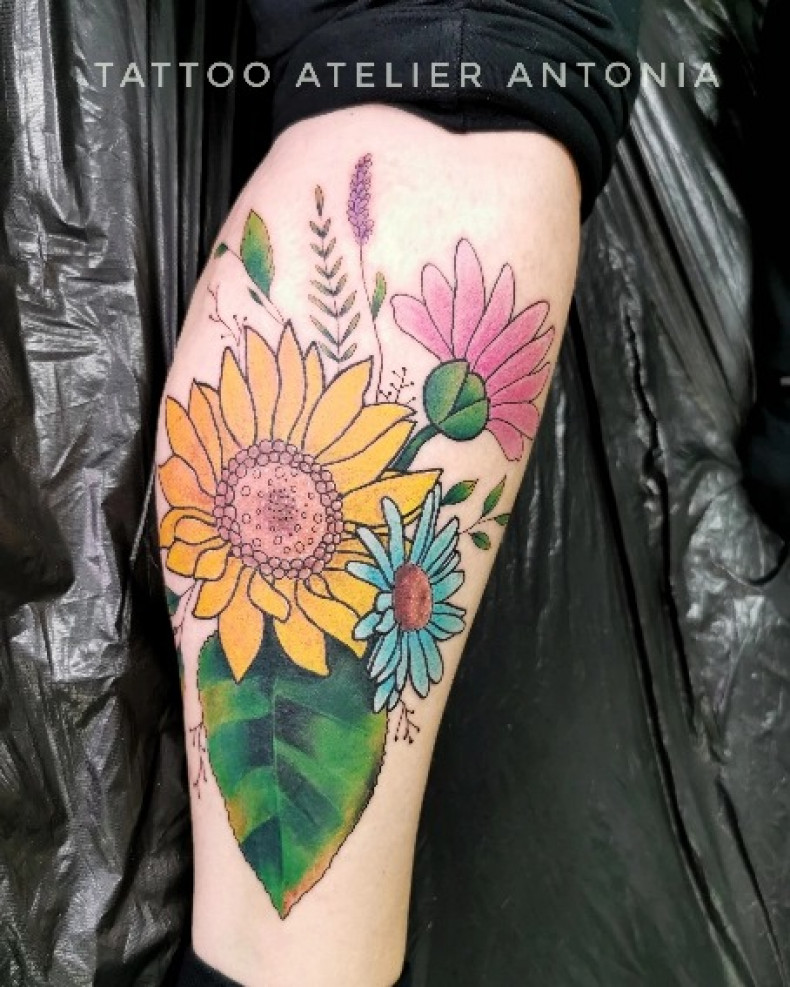 Sonnenblume bunt Blumen, photo - Tattoo-Meister Antonia Richter