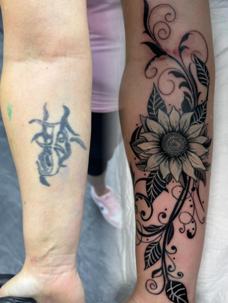 Frauen Arm sonnenblume, photo - Tattoo-Studio Face2Face