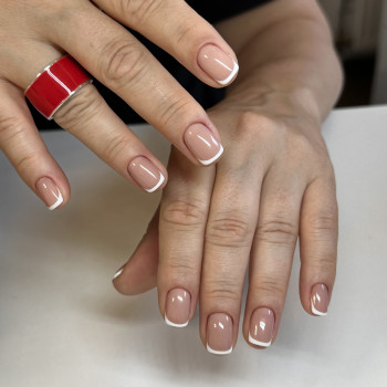 Покрытие гель лак + маникюр + французский маникюр