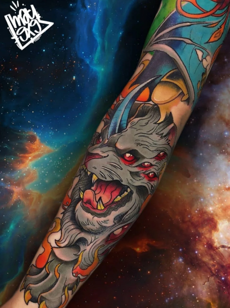 Men wolf sleeve, photo - Tattoo Studio Inkberry Tattoo