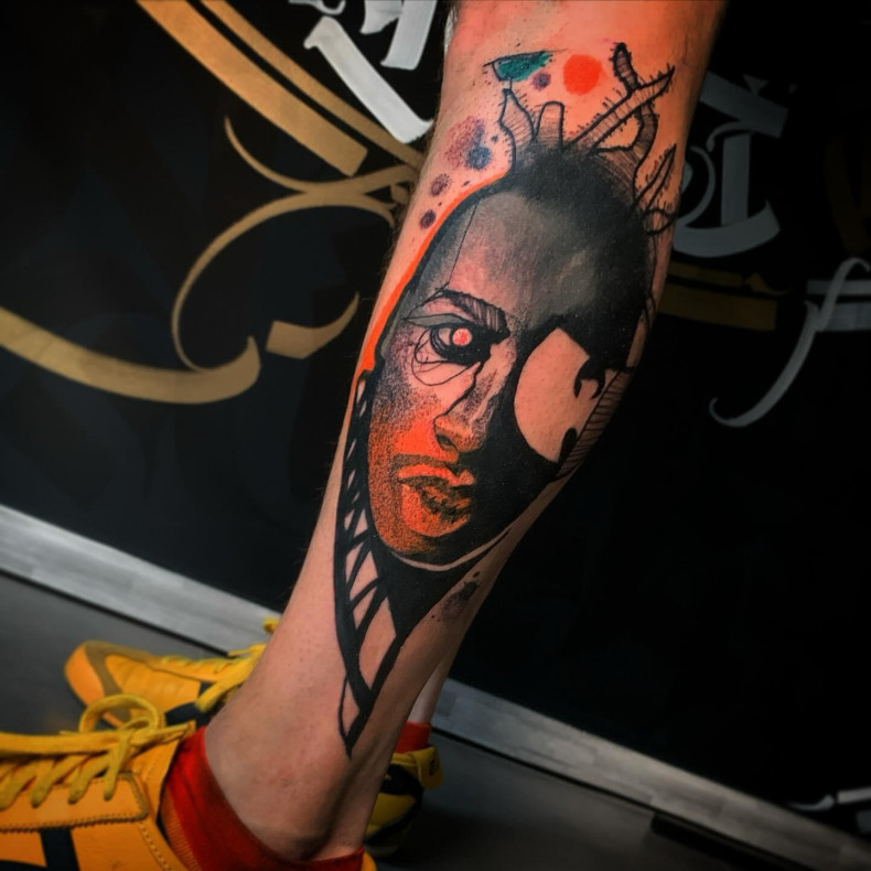 Abstract leg colorful, photo - Tattoo Studio Czarne Złoto