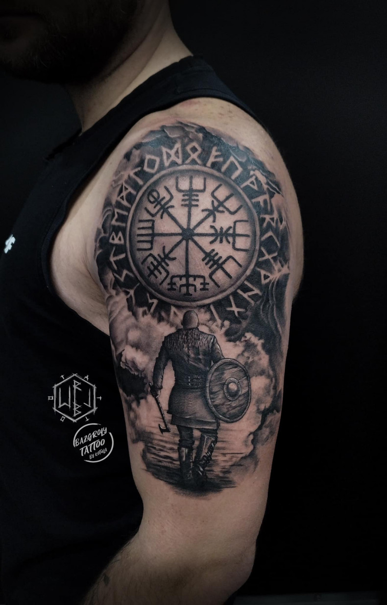 Men warrior shoulder, photo - Tattoo Master Lukasz Kotula