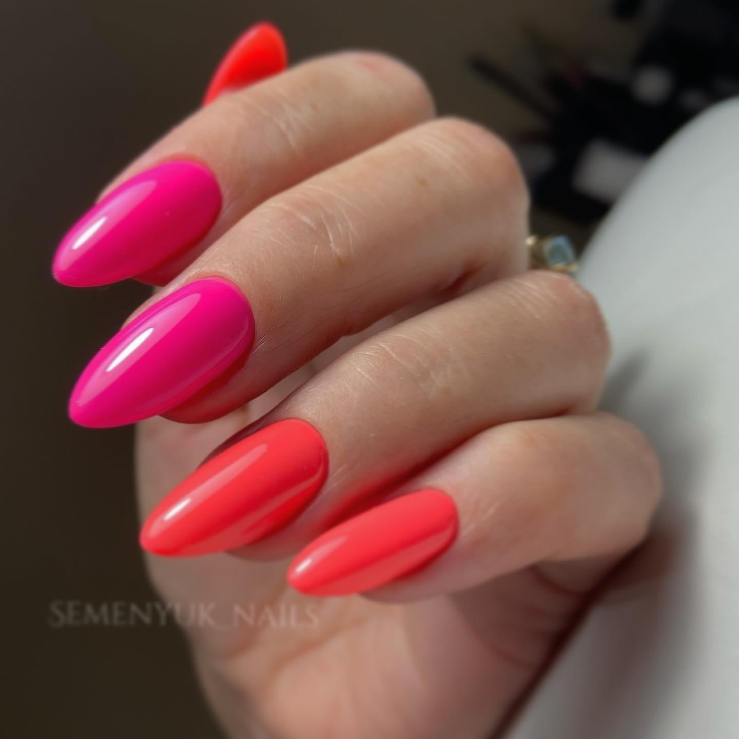 Coral and Pink Nails