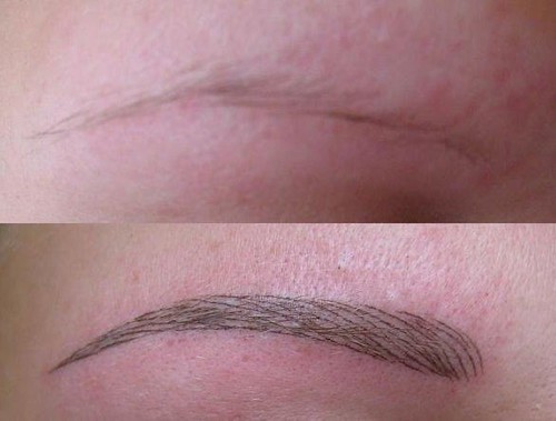 Волосковый татуаж бровей фото до и после
