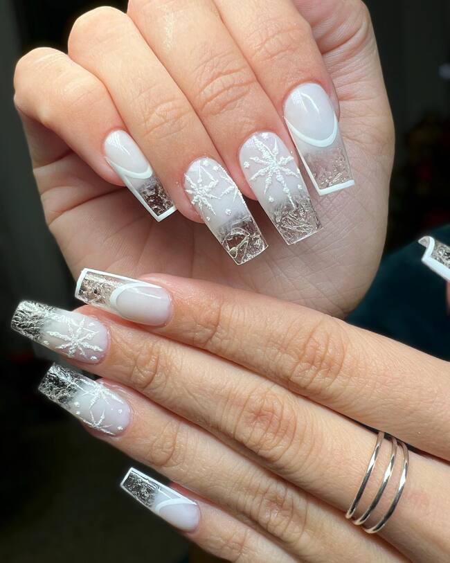 Transparent White Icy Nails 