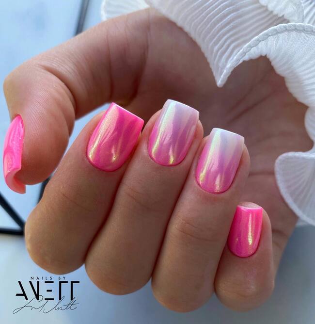 Pink and White French Ombre Nails