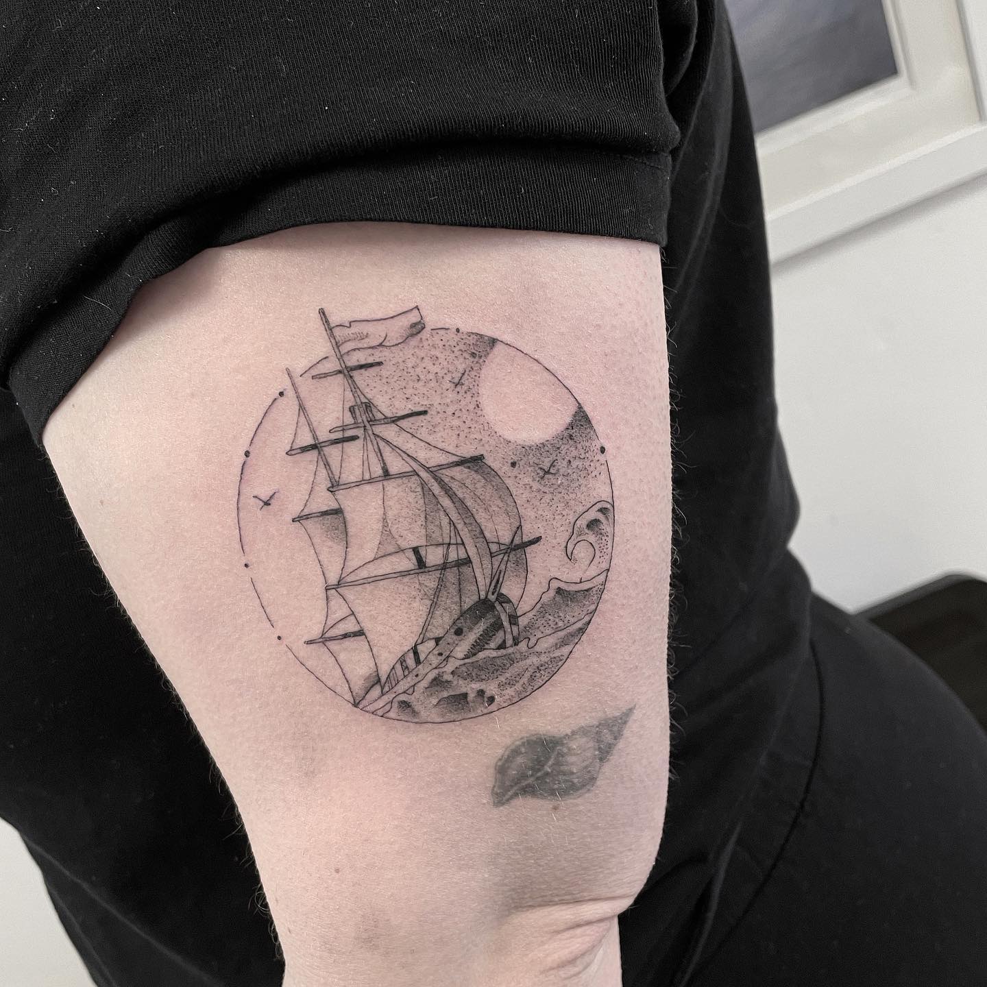 Ship and Shell Tattoo