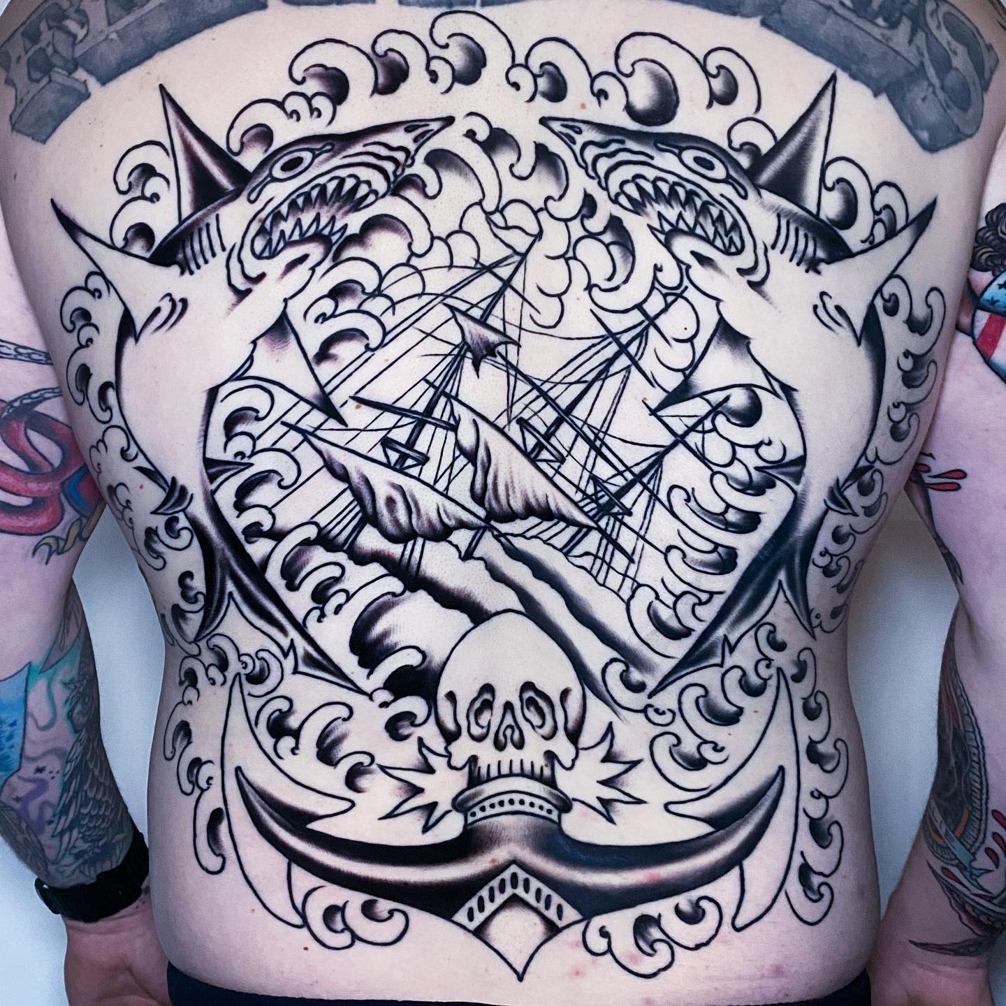 Full Body Sunken Ship Tattoo