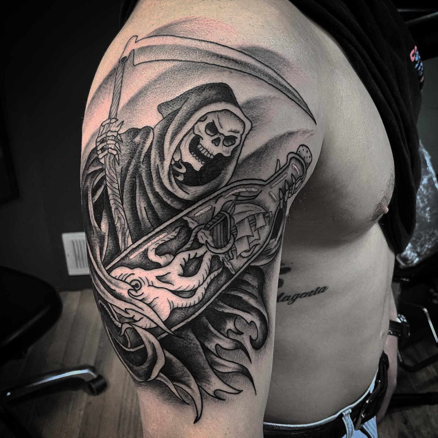 Ship and Ghost Tattoo