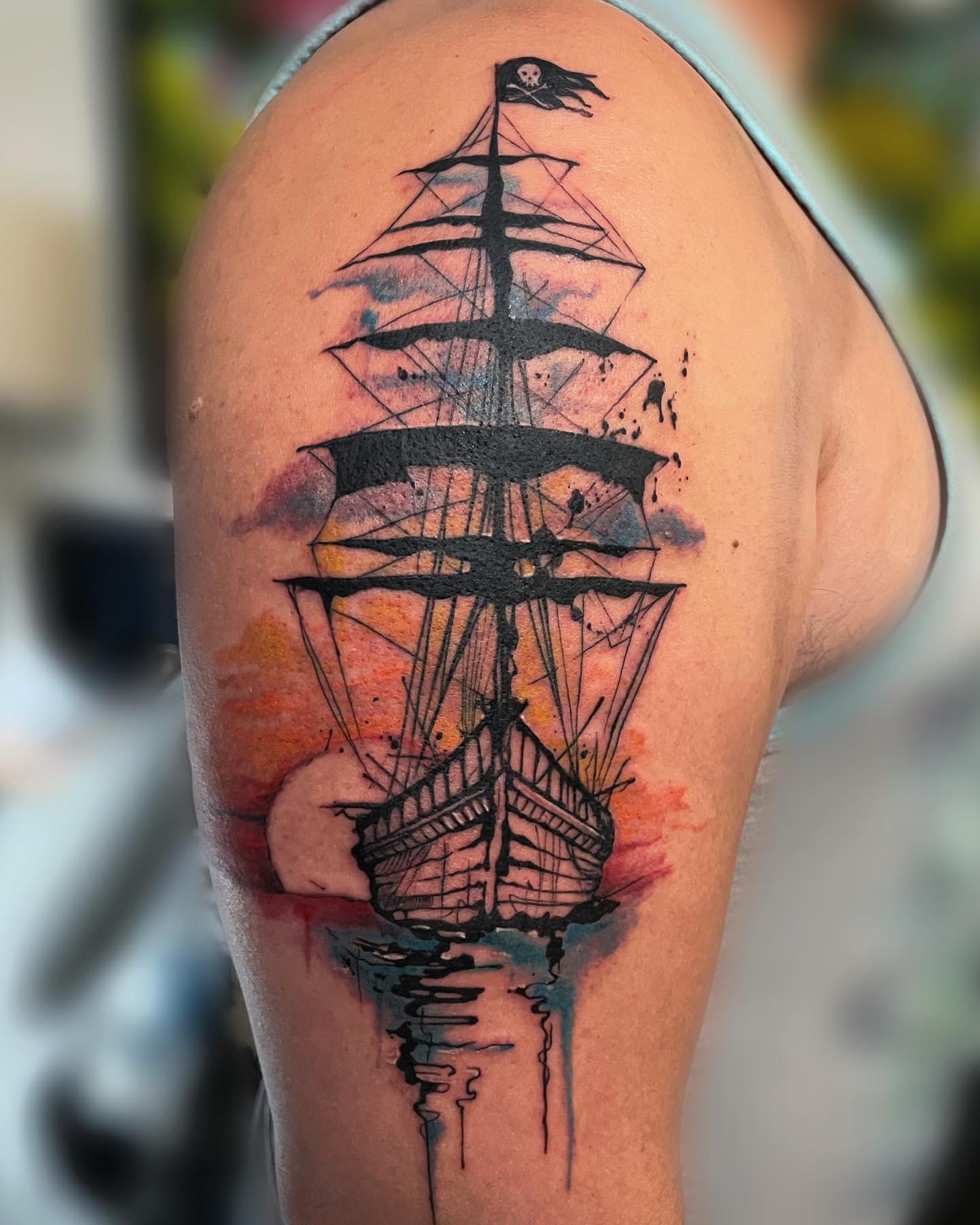 Tatuaż statku pirackiego