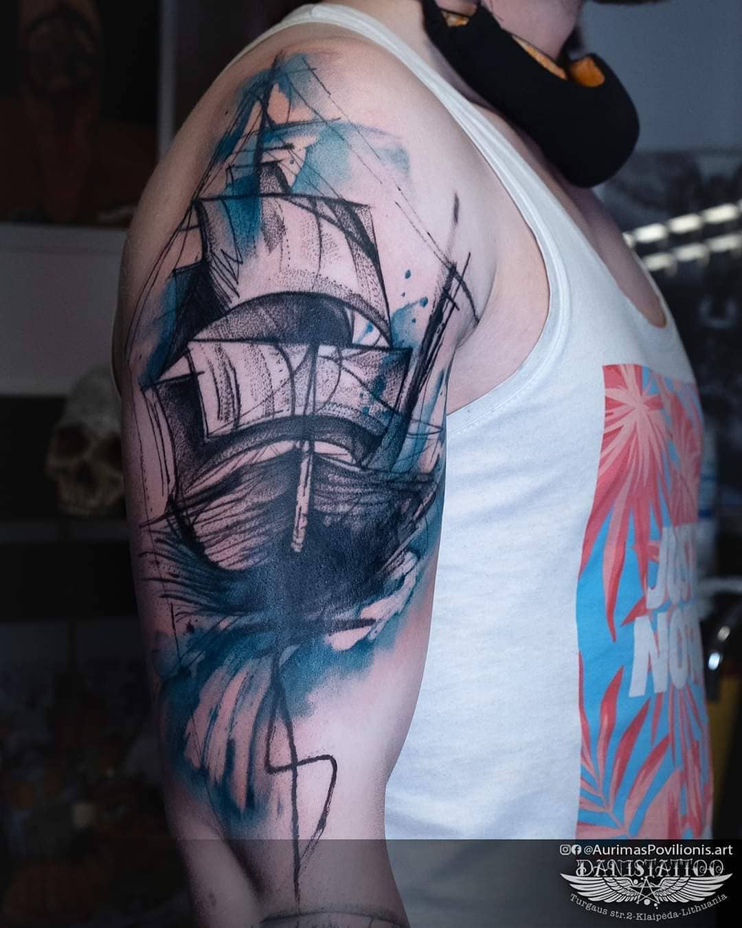 Aquarelle Ship Tattoo
