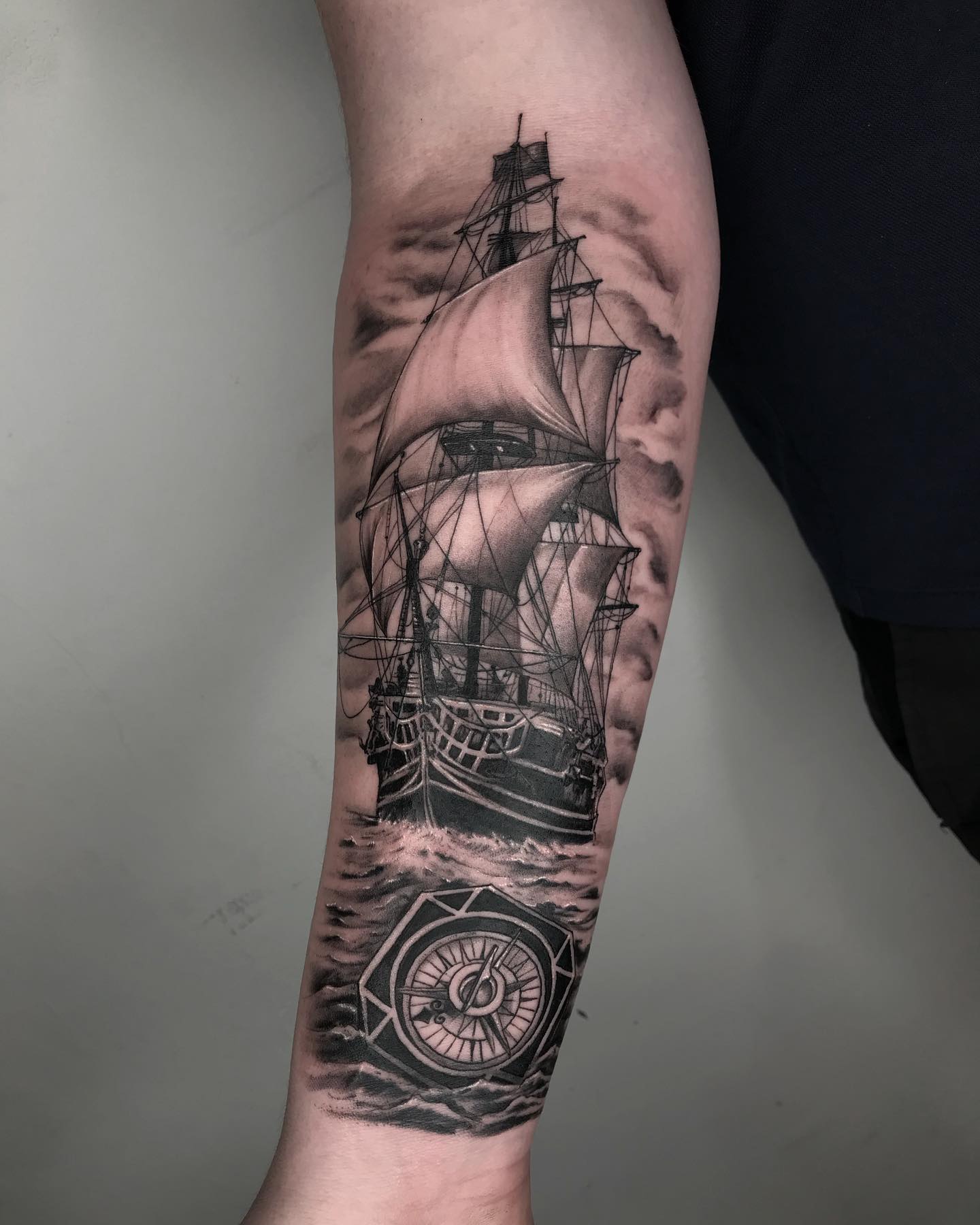 Pirate Ship Tattoo Arm