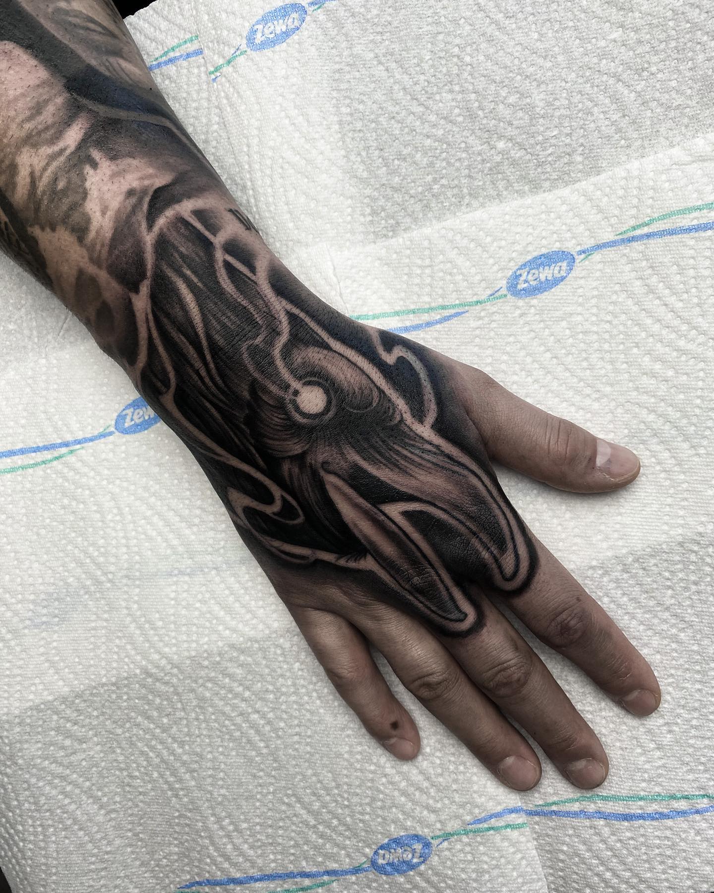 Nordic Raven Hand Tattoo