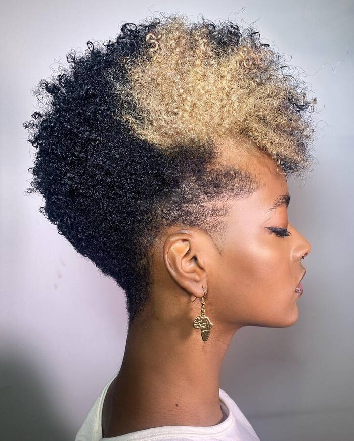 Photo of woman with Curly Fauxhawk