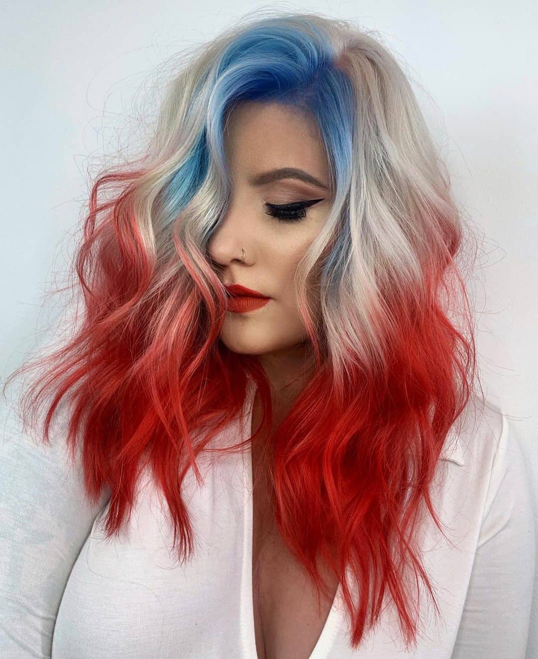 red white and blue hair