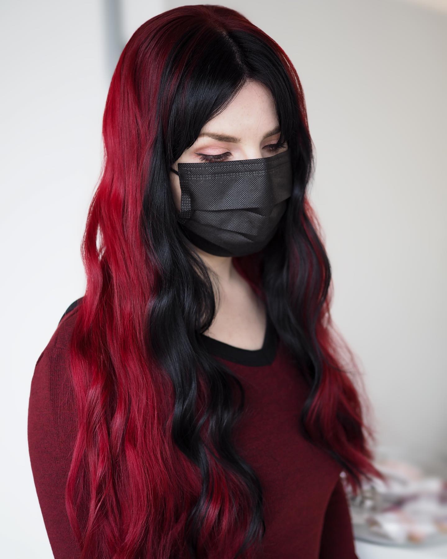 Red Color Block Hair