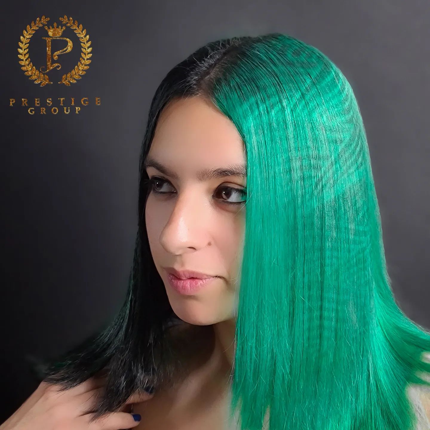 Black and Green Block Hair 