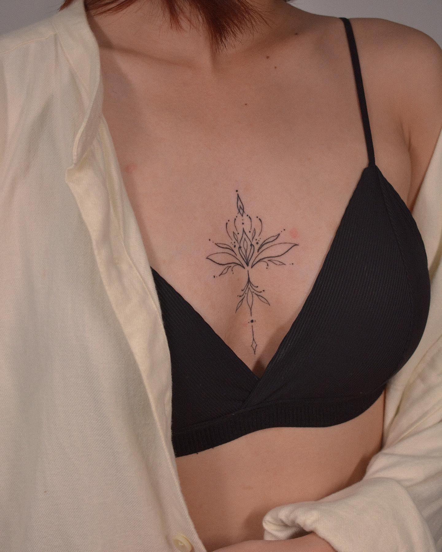 Mandala-Lotus-Sternum-Tattoo
