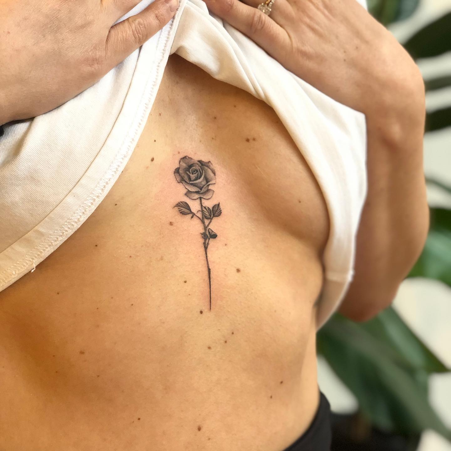 Kleines Rosen-Sternum-Tattoo