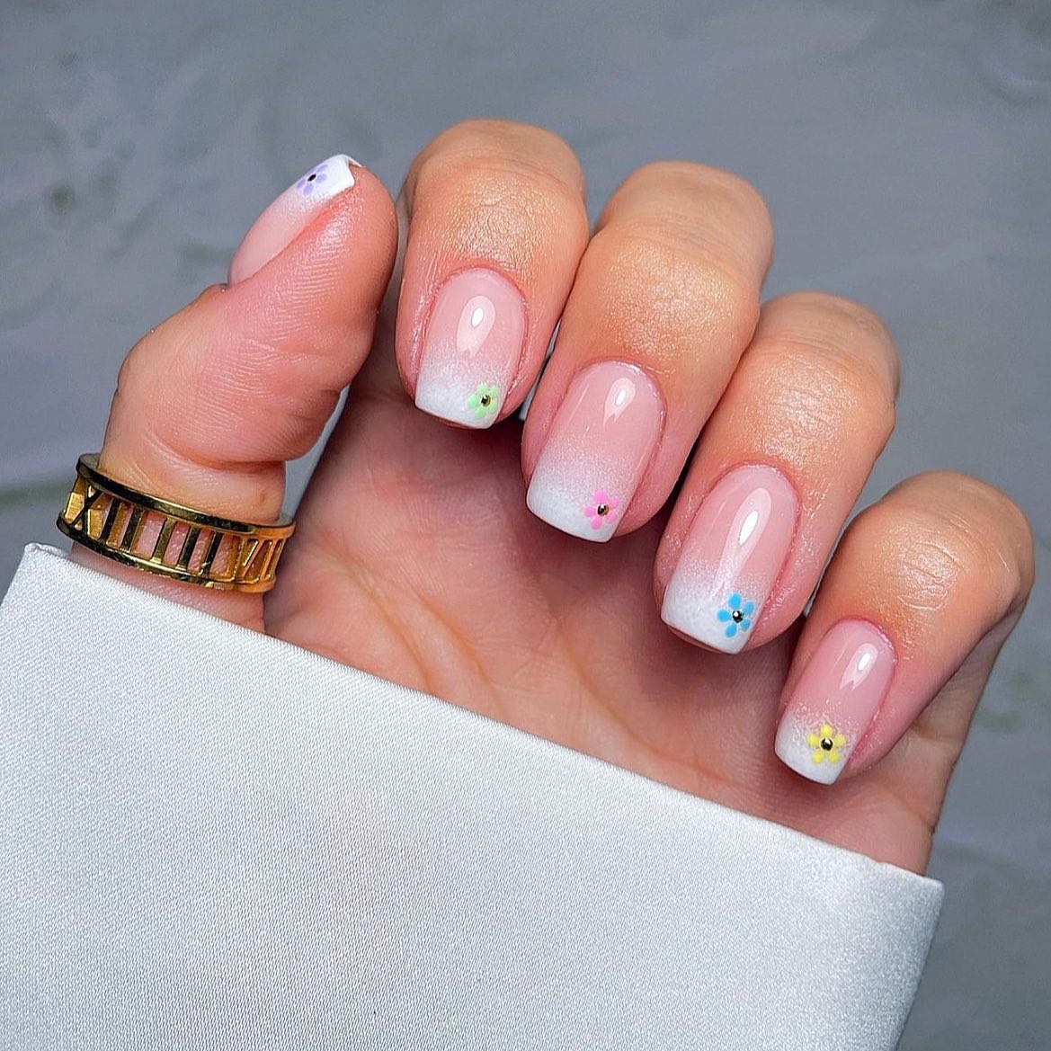 Spring french ombre nails