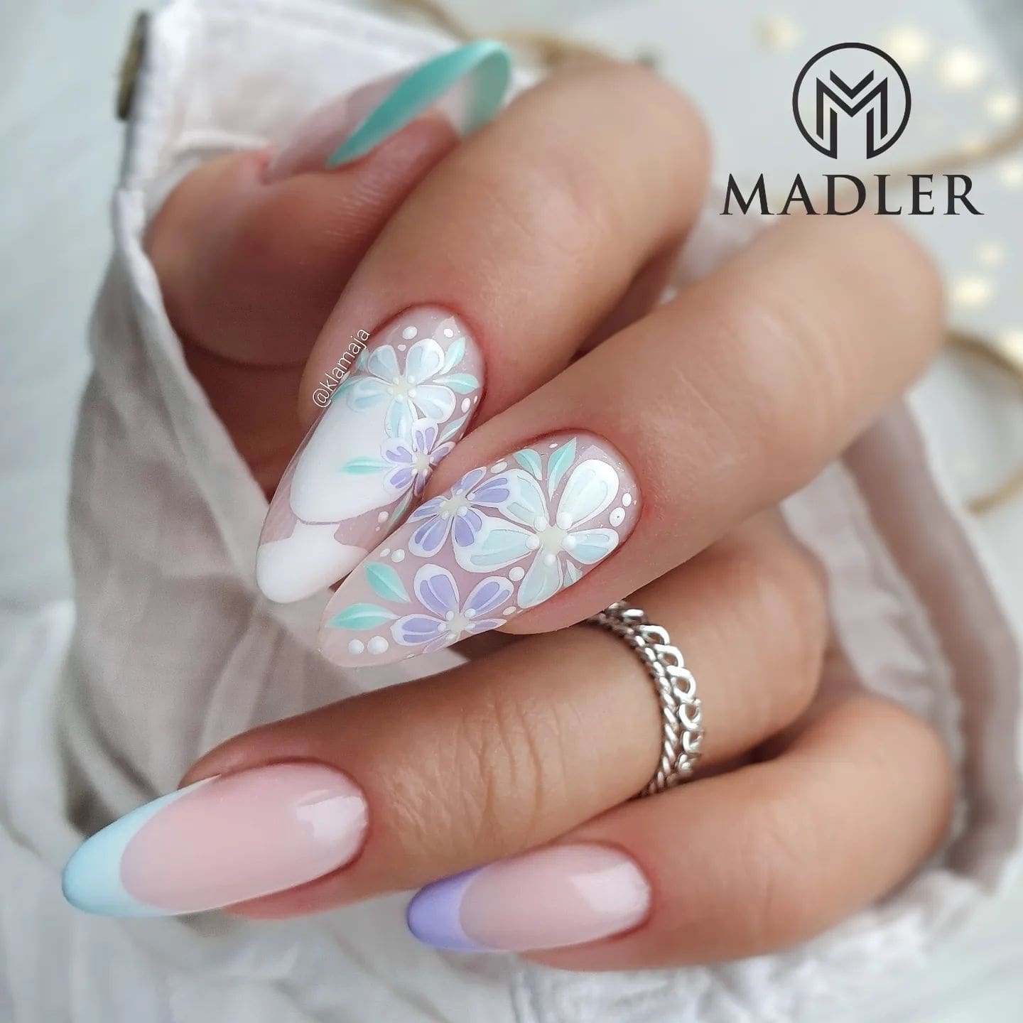 Spring french tip nails