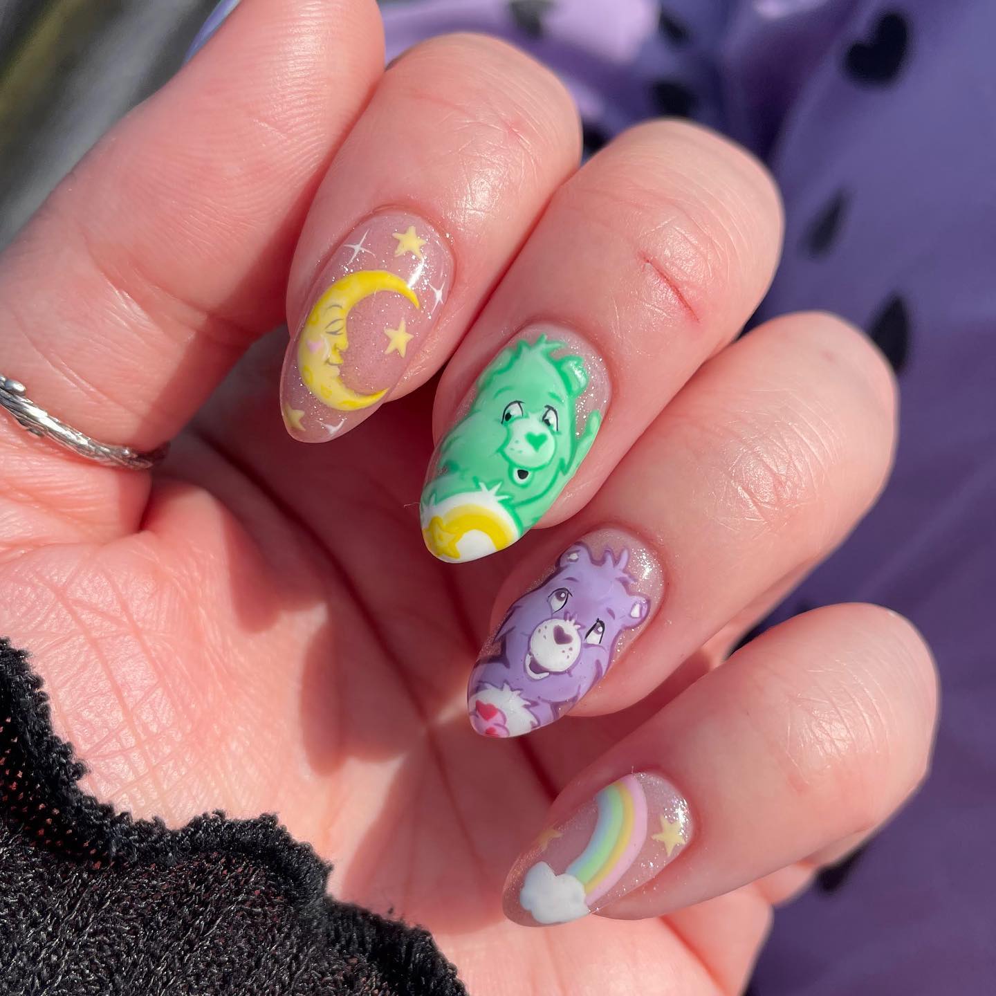 Spring nails with funny paintings