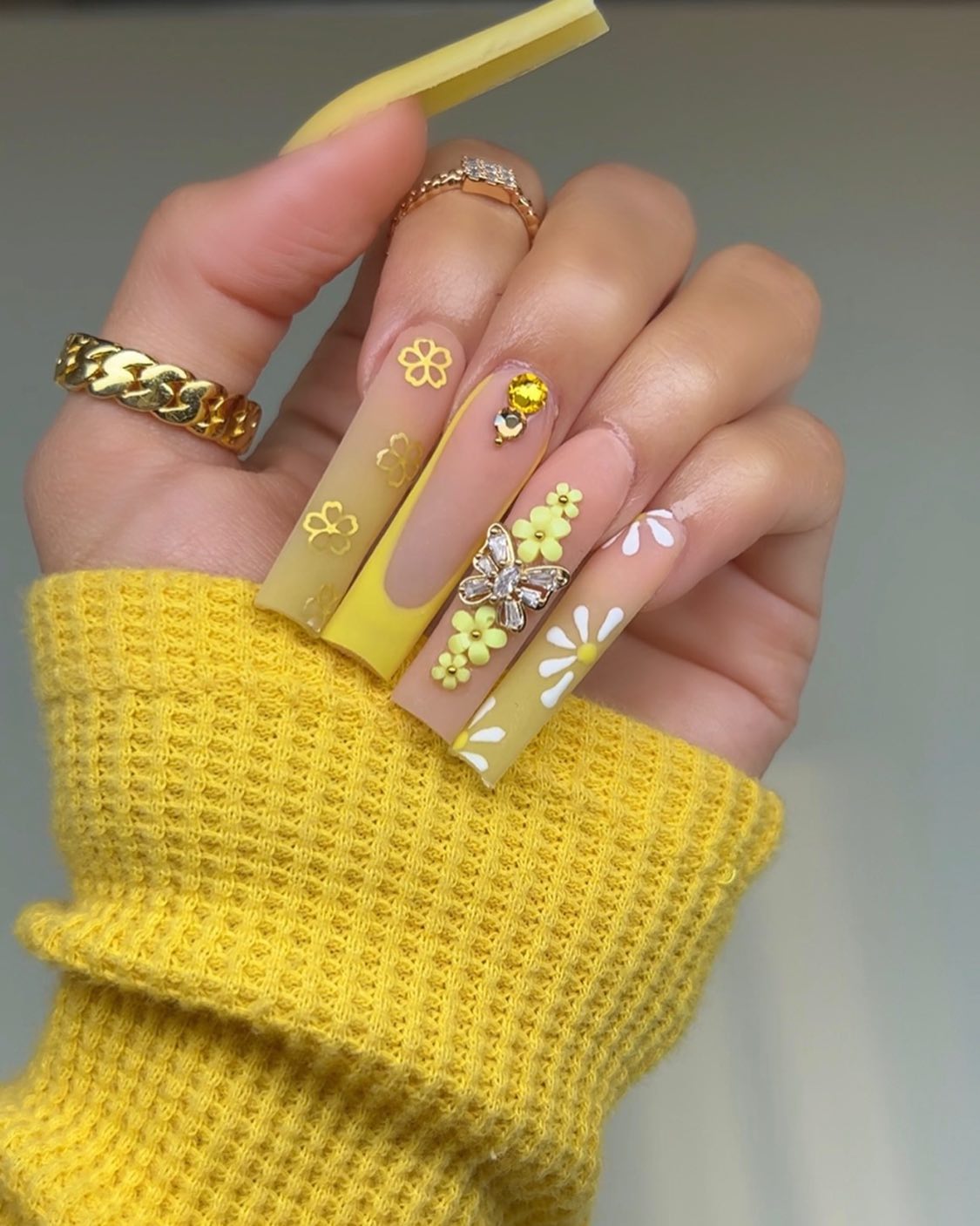Spring coffin yellow nails