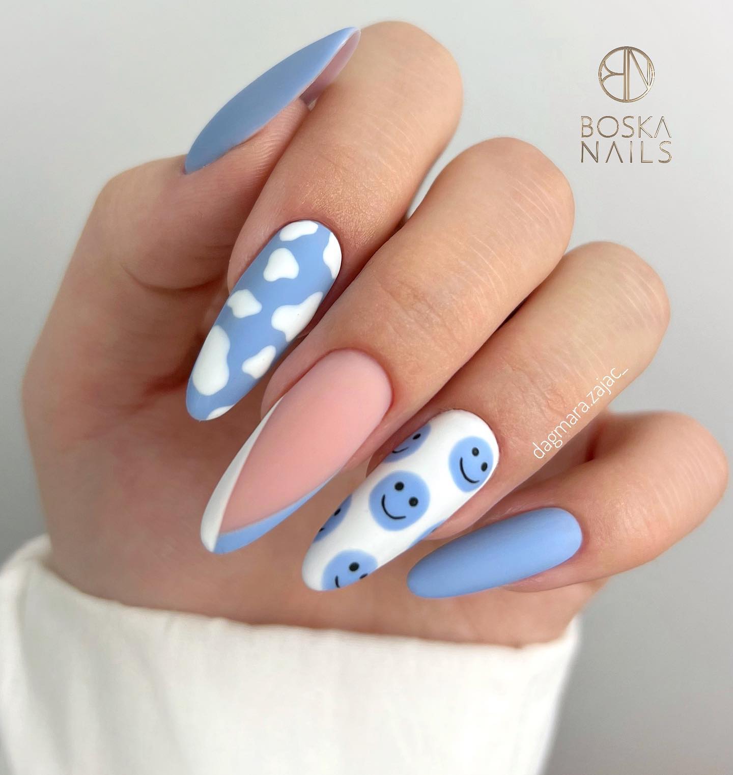 Spring almond blue nails