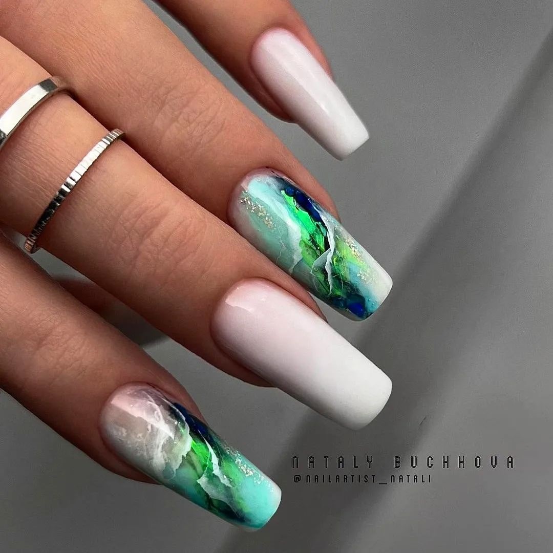 Spring Marble Nails
