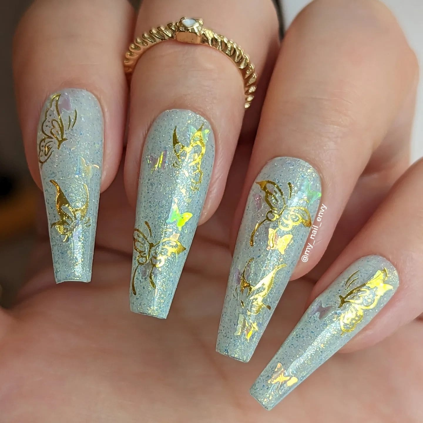 Spring coffin butterfly nails