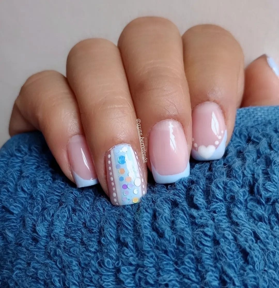 Light blue french nails