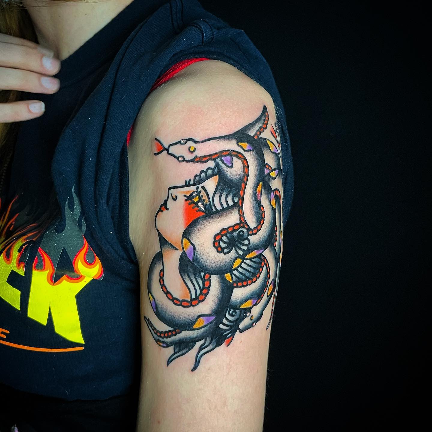 Small Traditional Medusa Tattoo