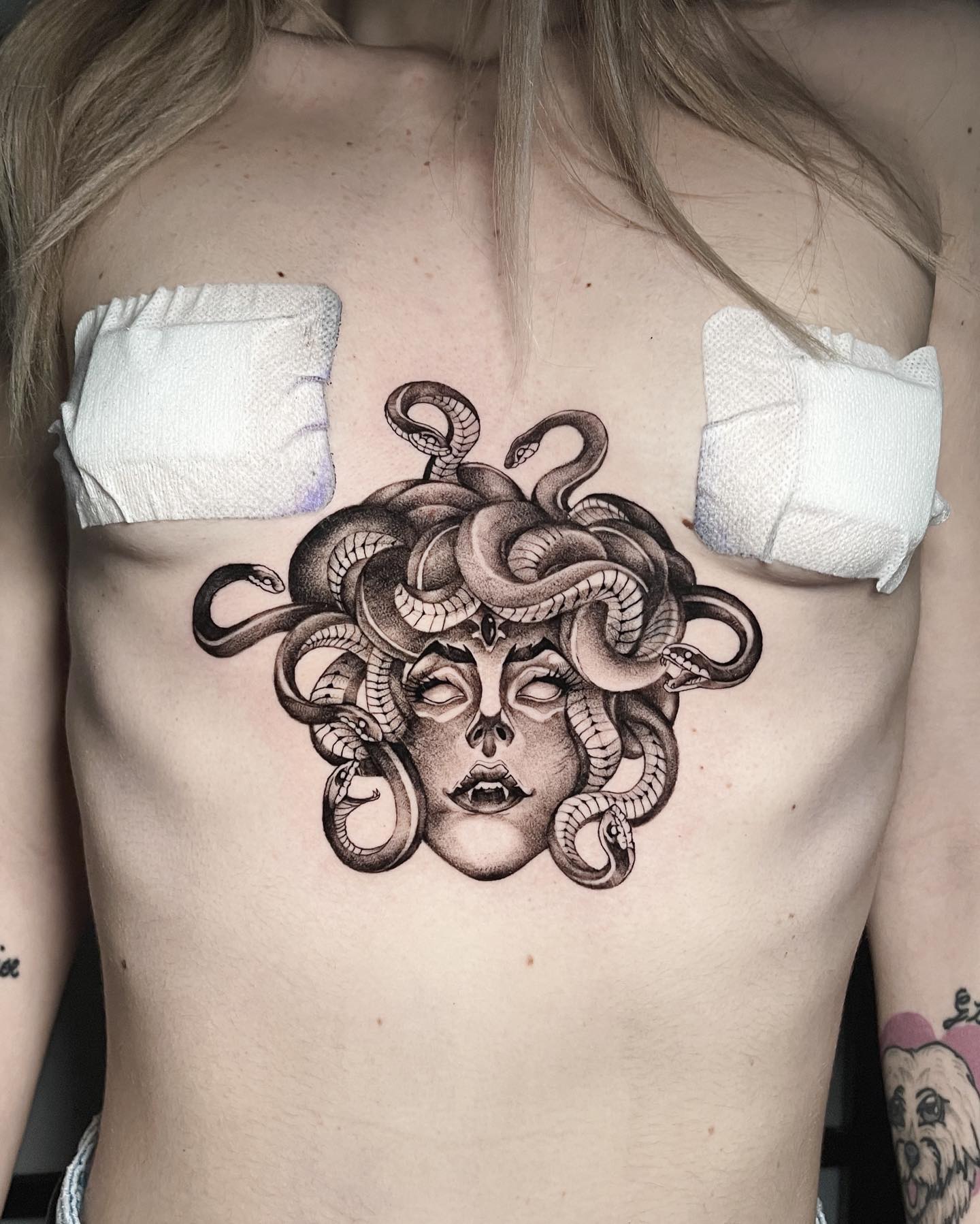  Medusa Sternum Tattoo