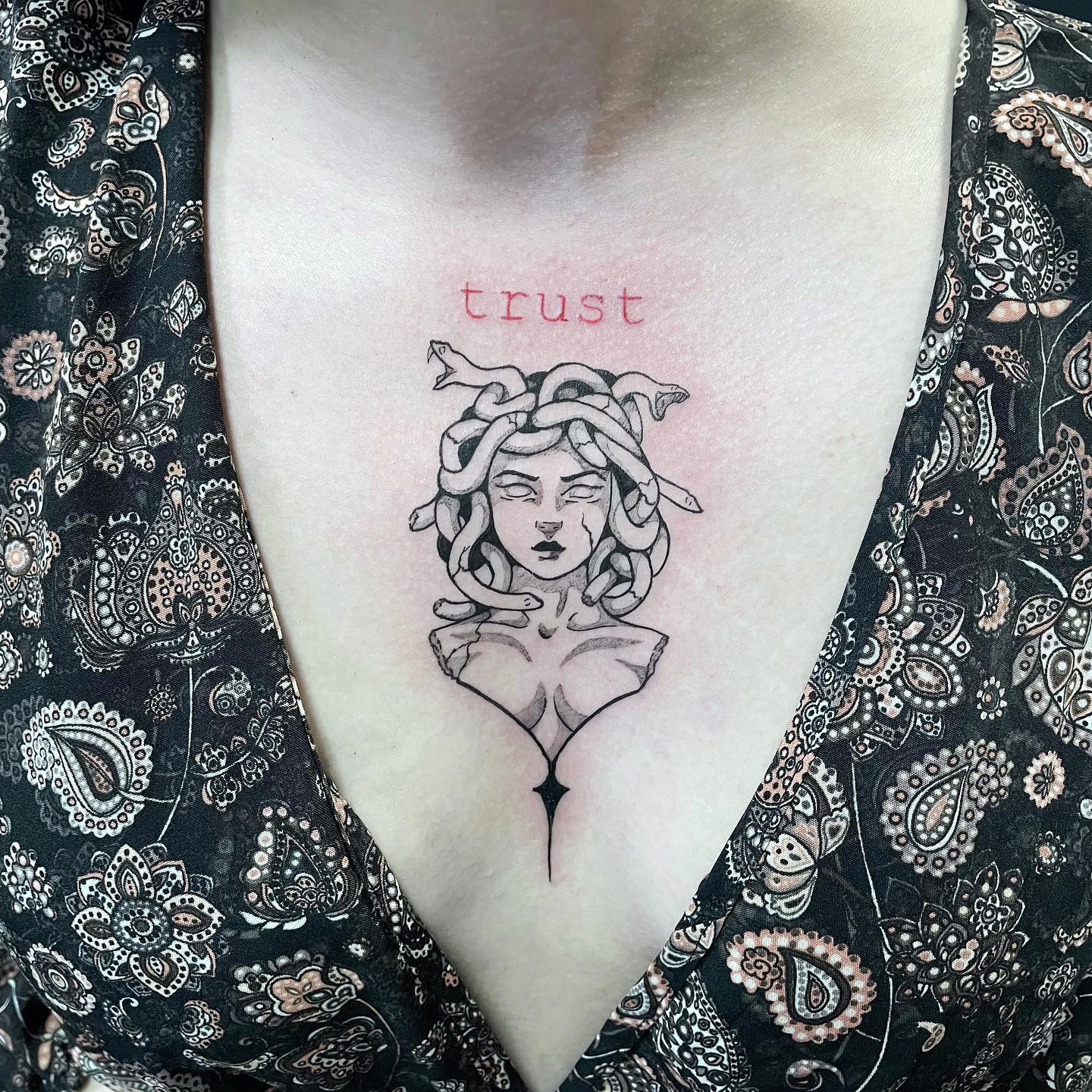 Medusa Chest Tattoo
