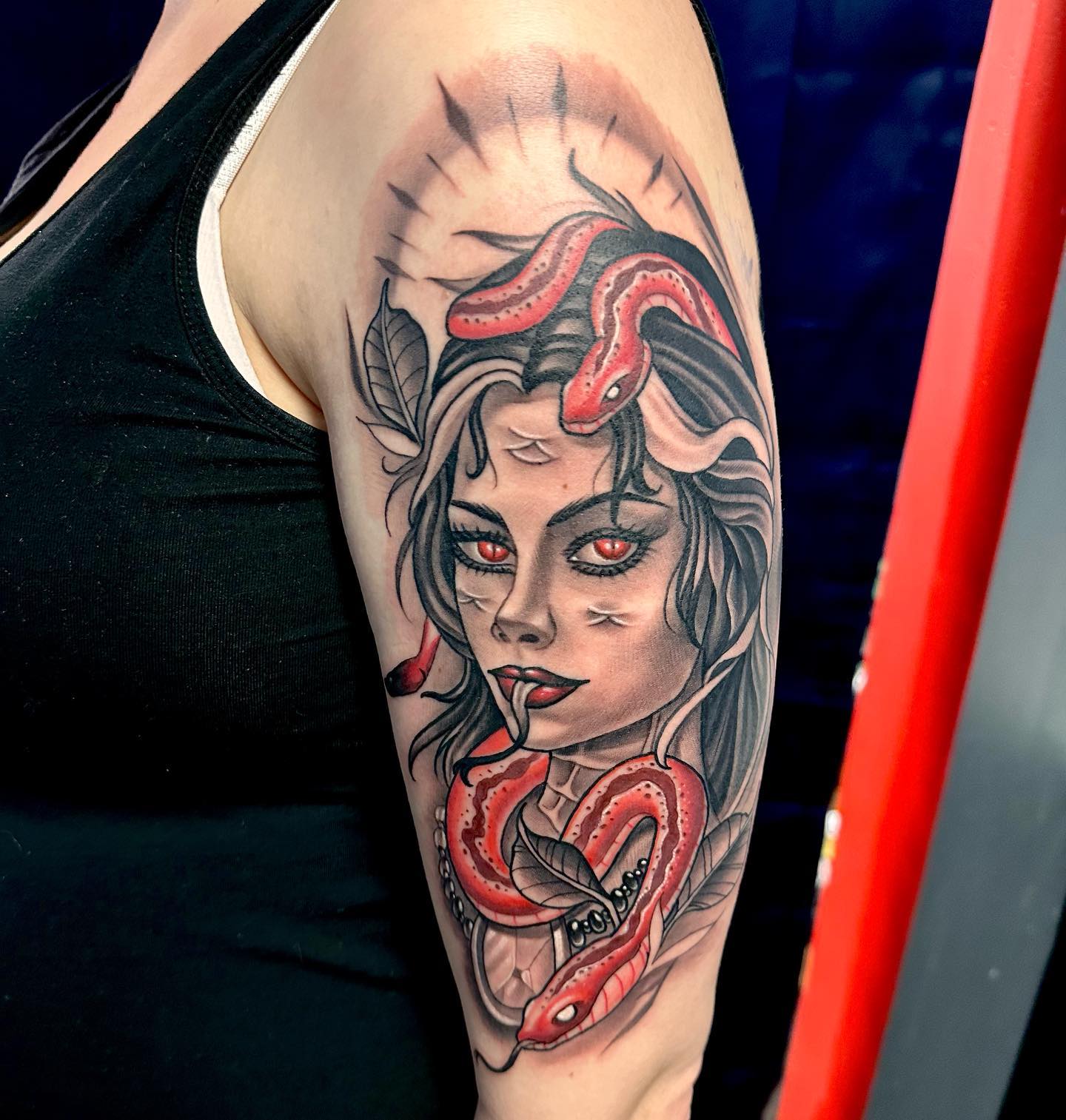 Traditional Medusa Shoulder Tattoo