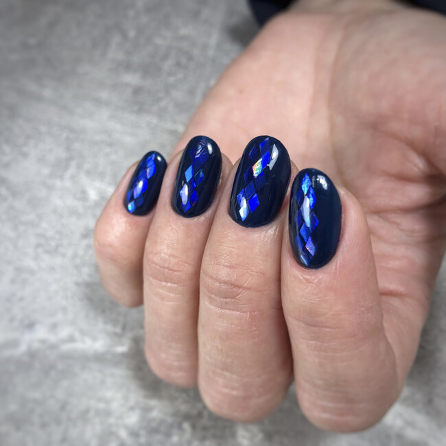 синие новогодние ногти
