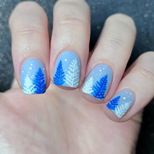 Winter Forest nail art