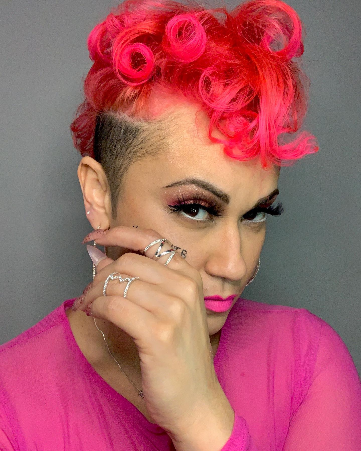 Wavy Pink Mohawk Haircut
