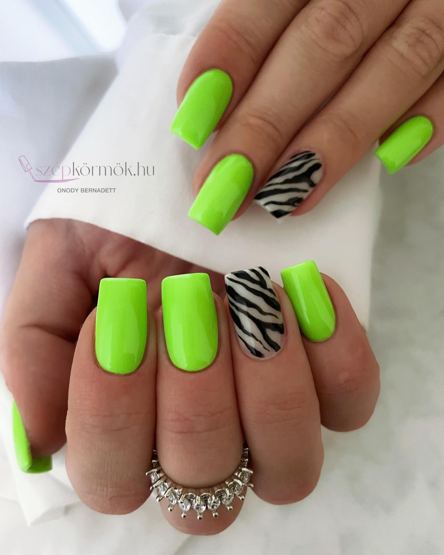 animal print lime green nail designs