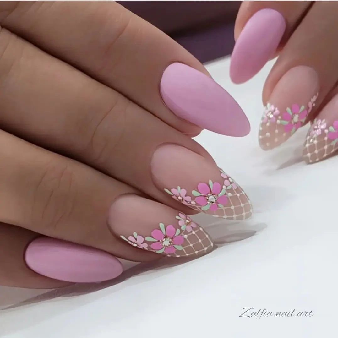 Pink Lace Nails