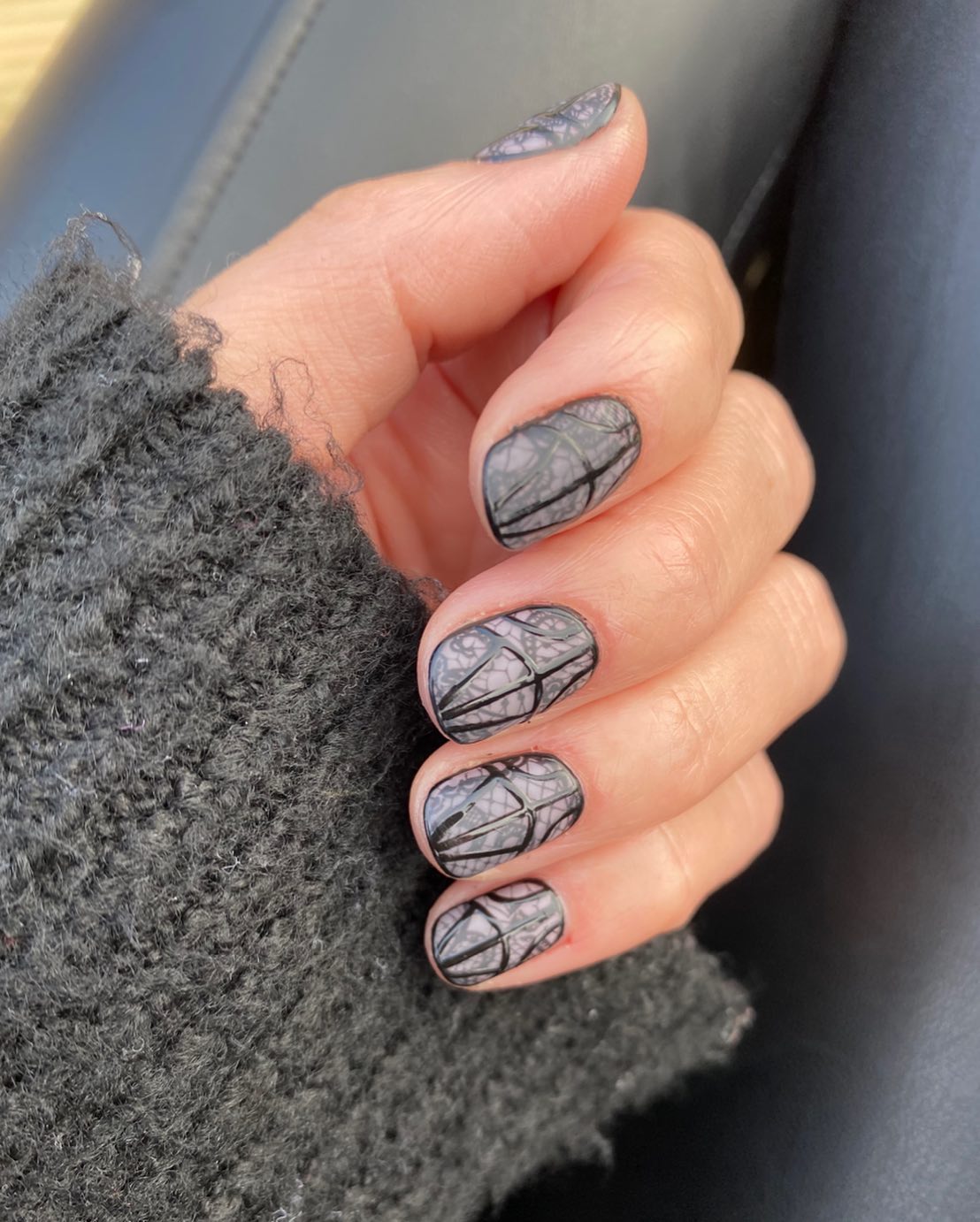 Lace on Grey Nails