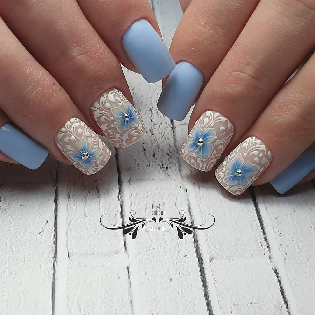 Blue Lace Nails