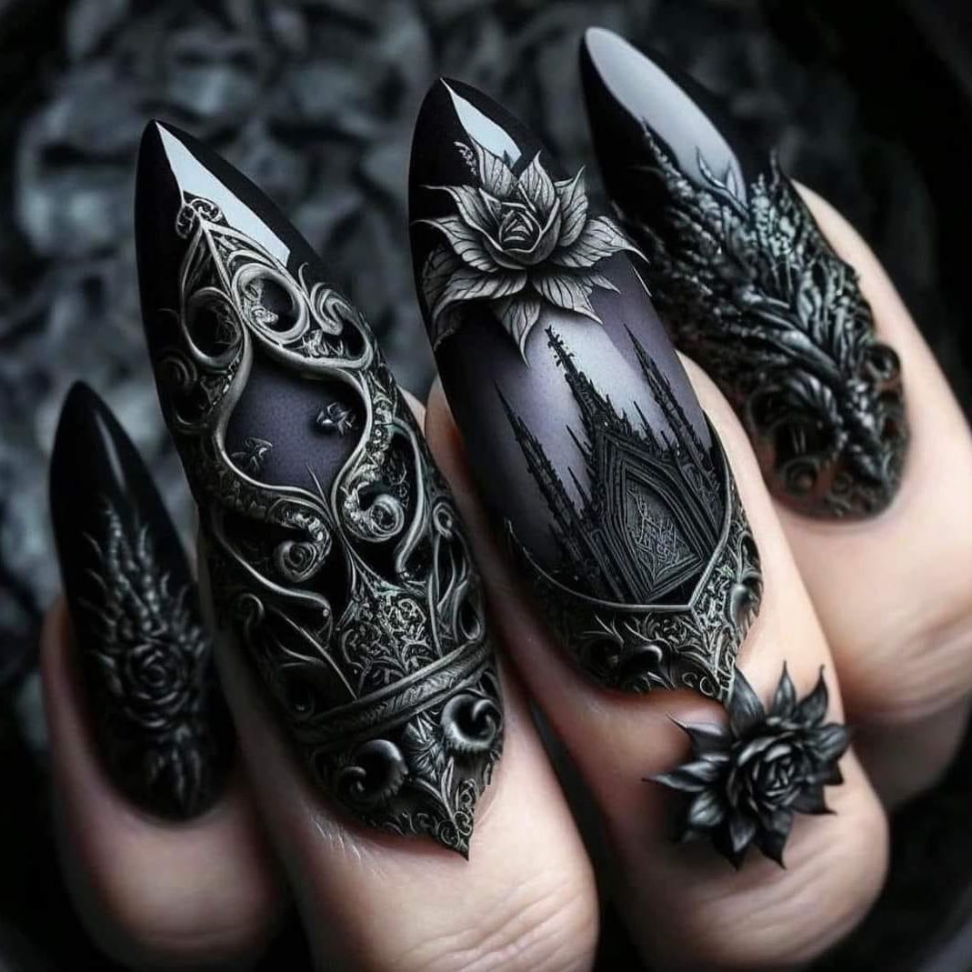 Gothic almond nails