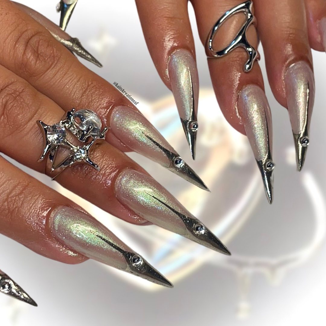 White goth nails