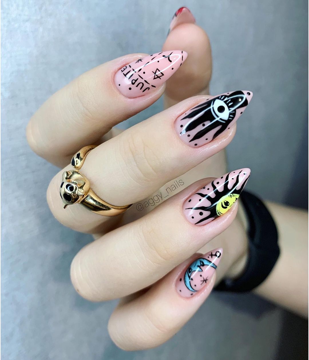 Kawaii goth nails