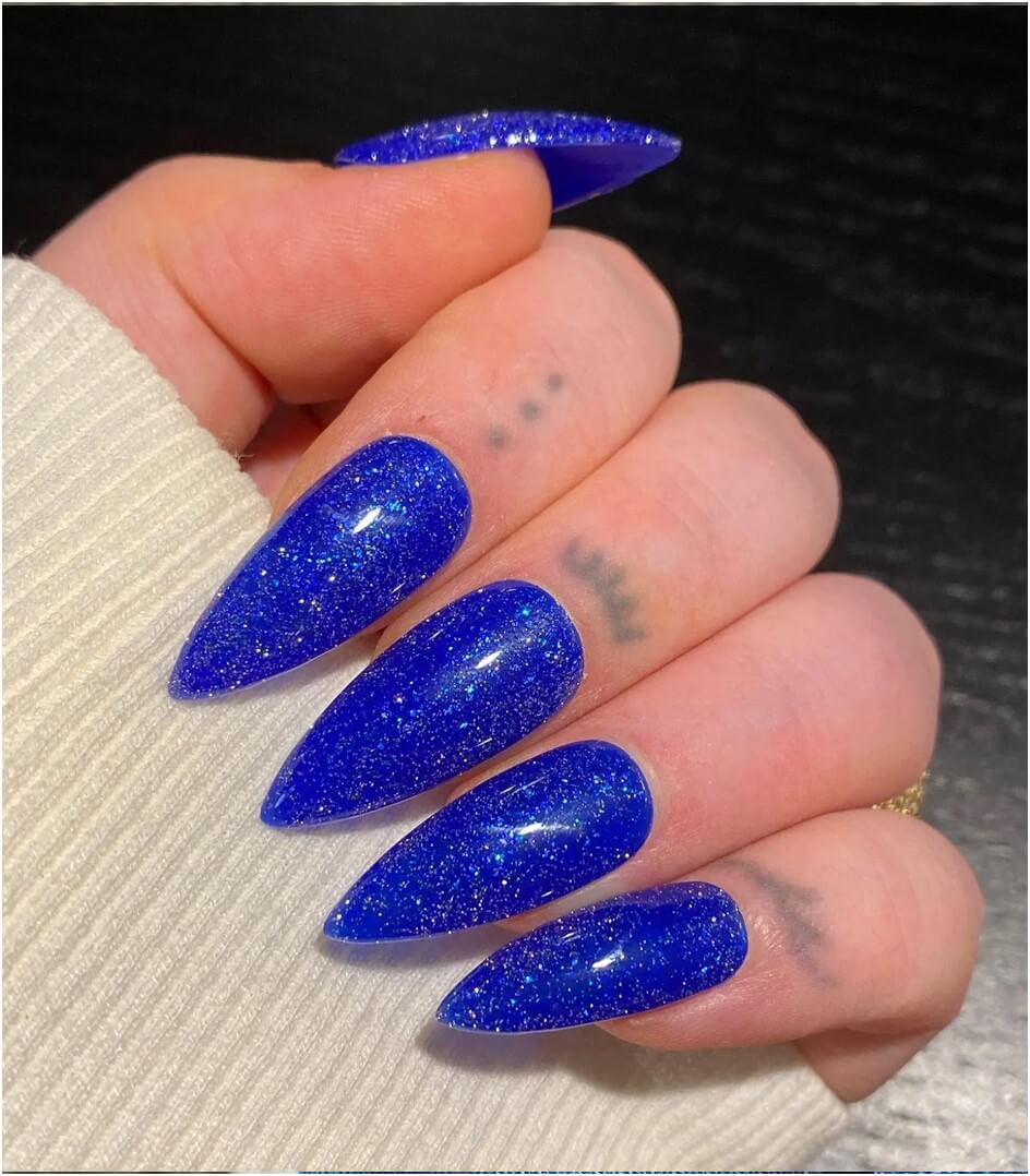 Royal Blue Sparkly Nails
