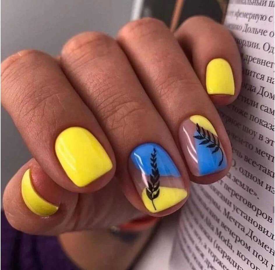 Royal Blue and Yellow Nail Design