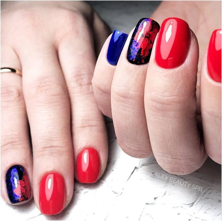 Royal Blue and Red Nails