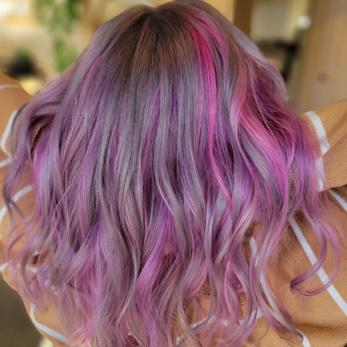 brown pink and purple ombre hair