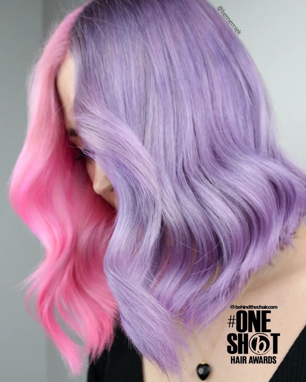 Пастельно-фиолетовые и розовые волосы 